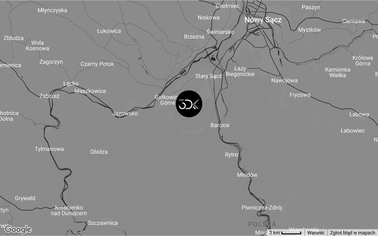 Mapa: biuro 3DK Projekt, Moszczenica Wyżna 113, 33-340 Moszczenica Wyżna, między Starym Sączem a Rytrem