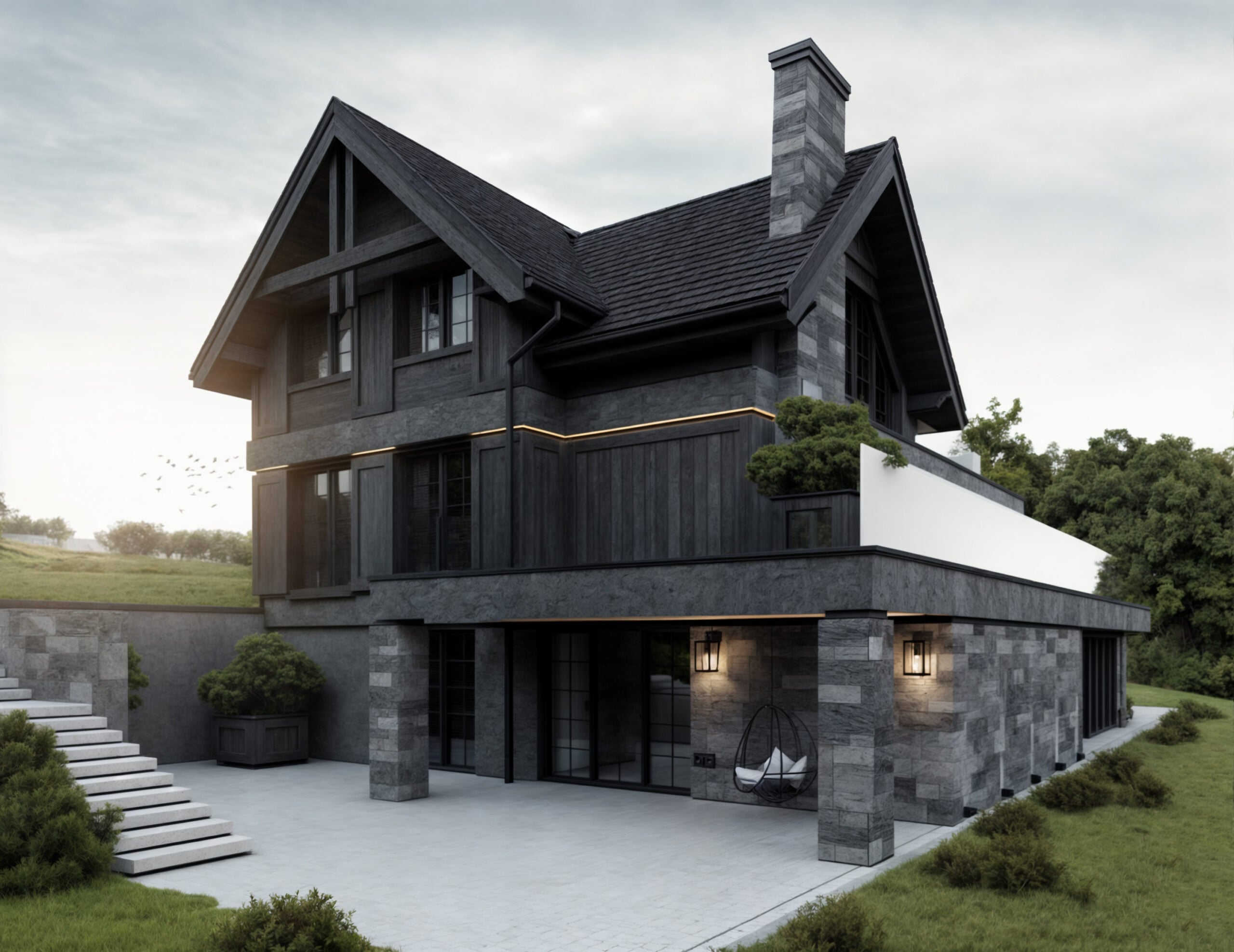 Detal architektoniczny luksusowej rezydencji górskiej, dom 105, Niedźwiedź