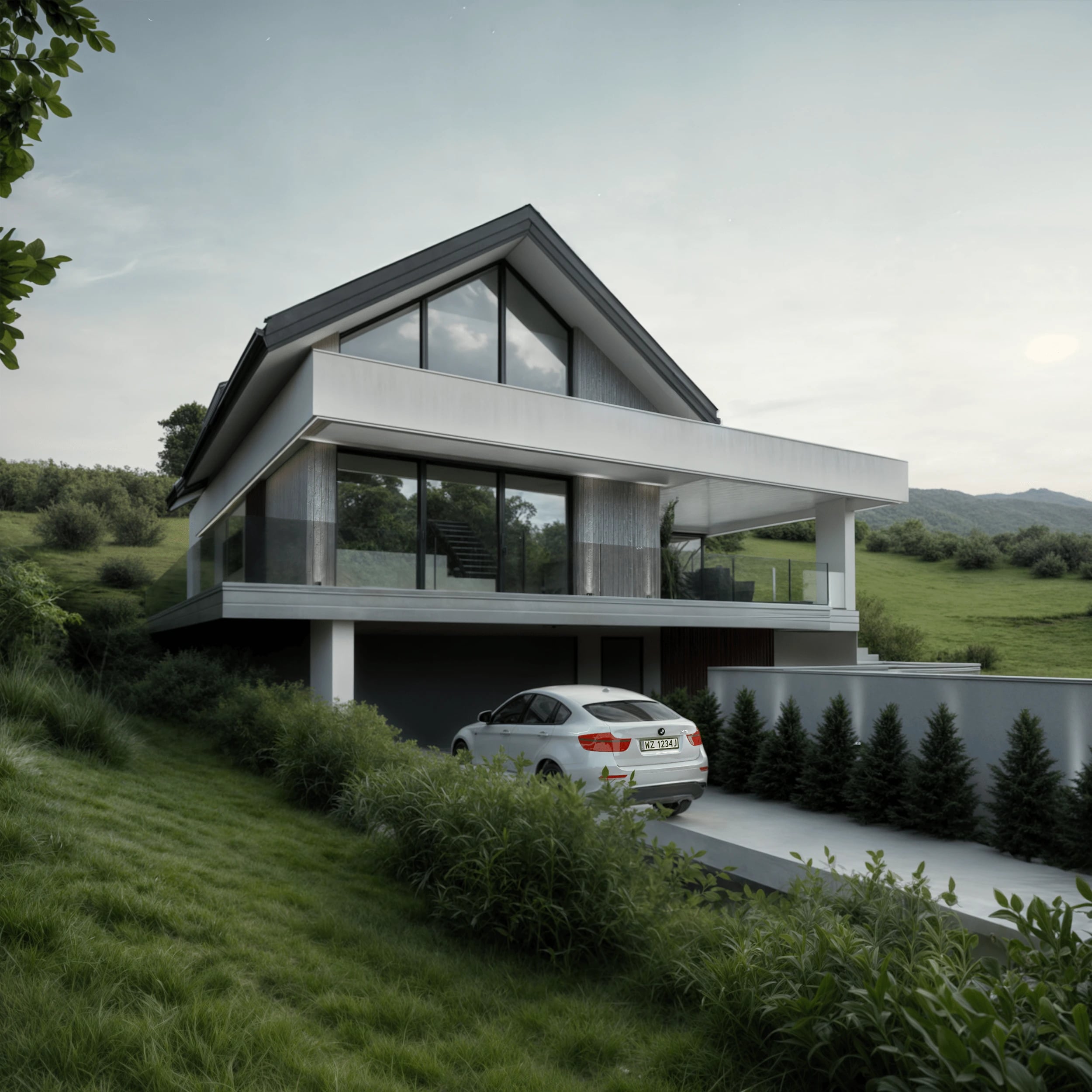 Kaskadowy dom na zboczu widziany z góry - 117 Linia, Nowy Sącz