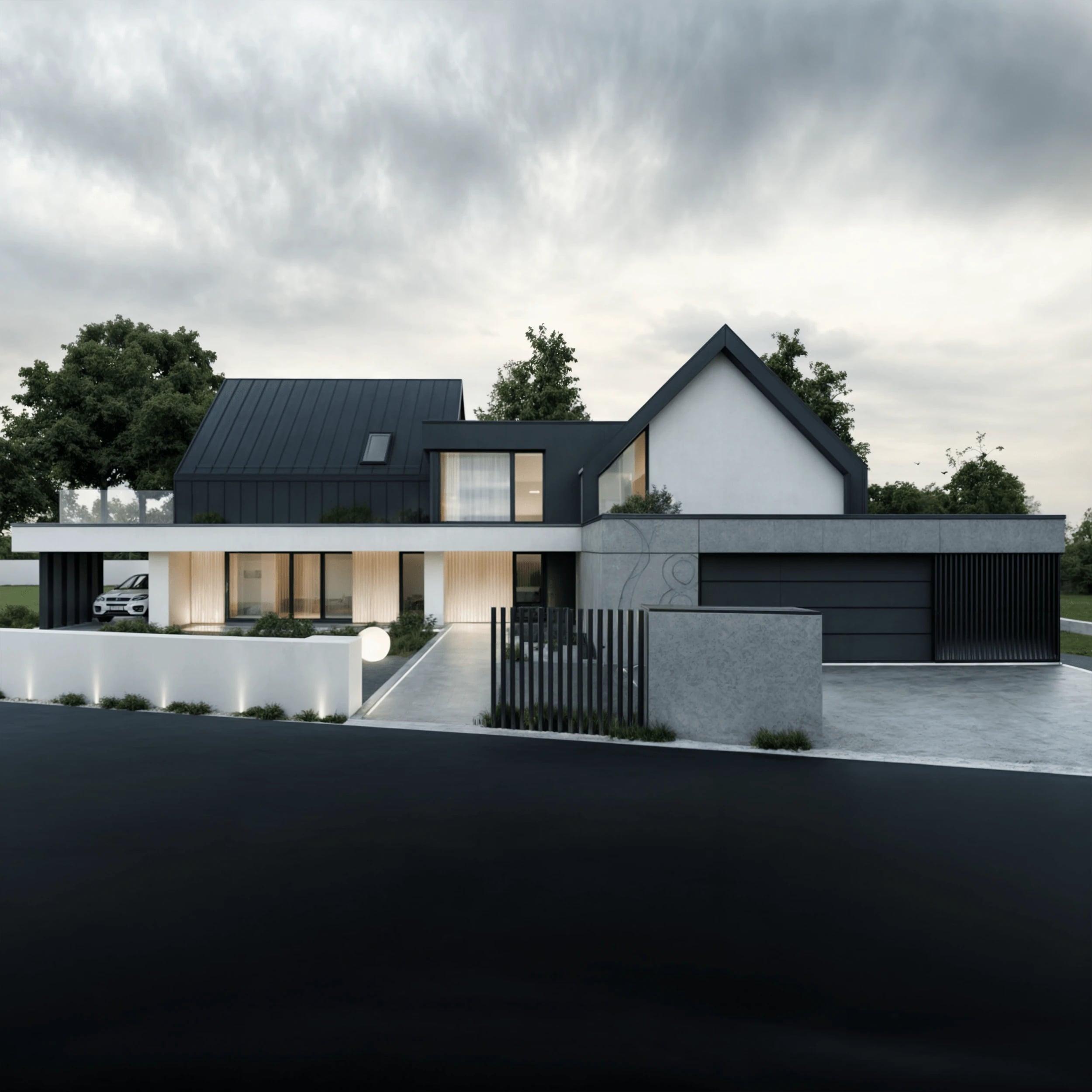 Ogrodzenie frontowe z bramą wjazdową przy domu 106 Linia w Kopance