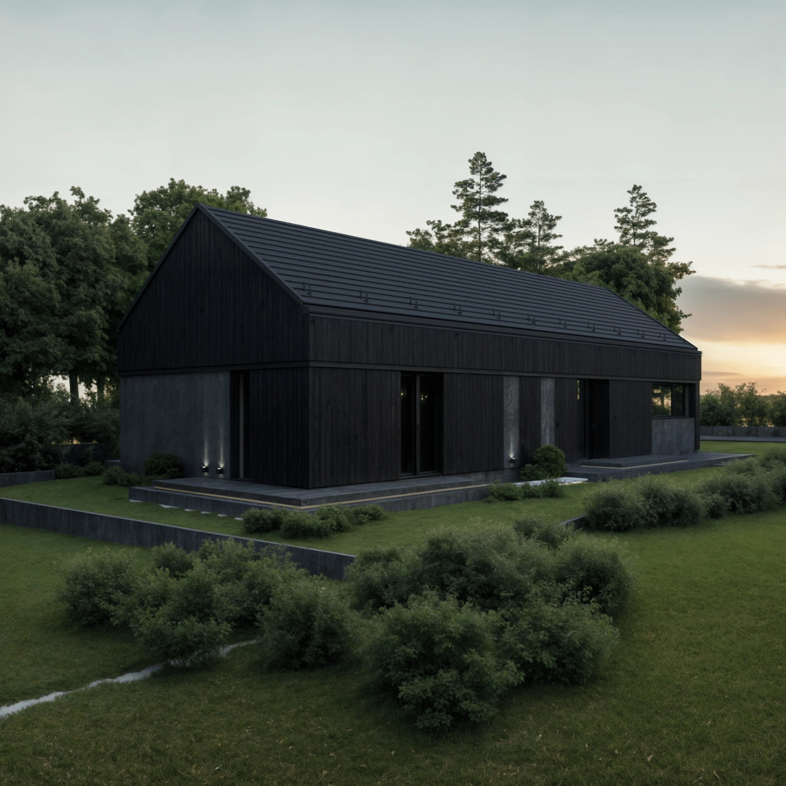 Minimalistyczna bryła w otoczeniu zieleni, dom 122 Szafir, Kraków
