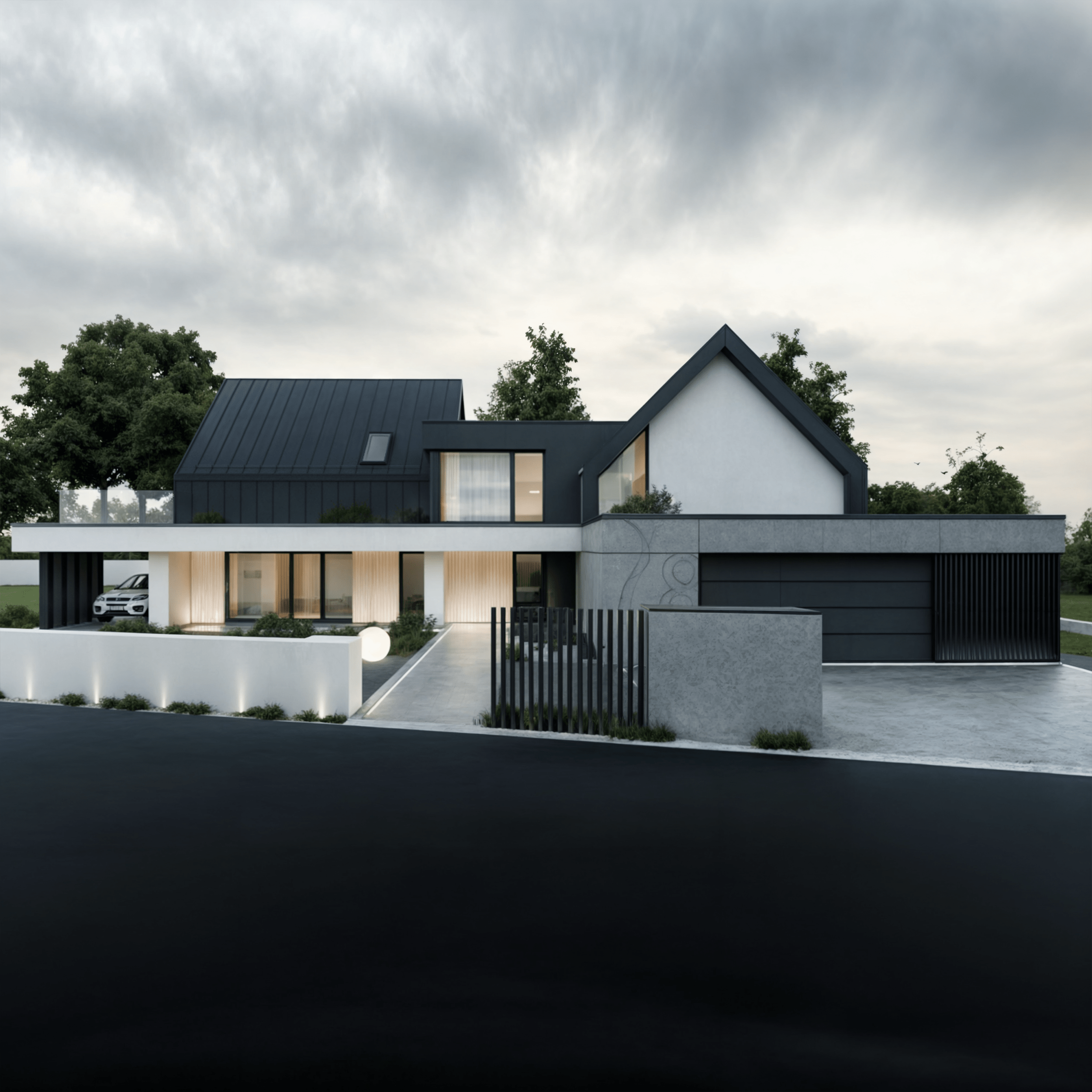 Dom 106 Linia – nowoczesny dom jednorodzinny z minimalistyczną architekturą i dwustanowiskowym garażem | 3DK PROJEKT Kopanka